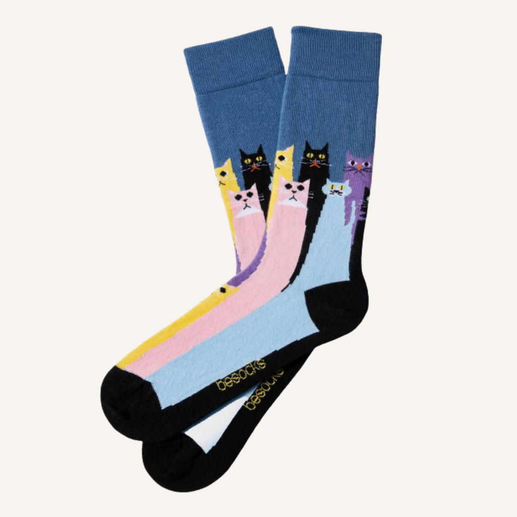 CALCETINES GATOS AZULES 100% ALGODÓN ORGÁNICO